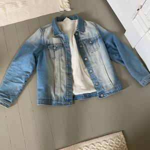 Bleached washed denim jacket medium